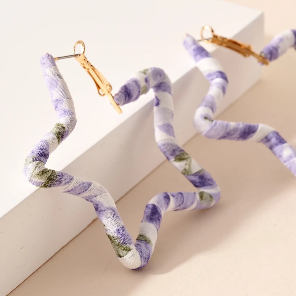 Purple floral dangle earrings